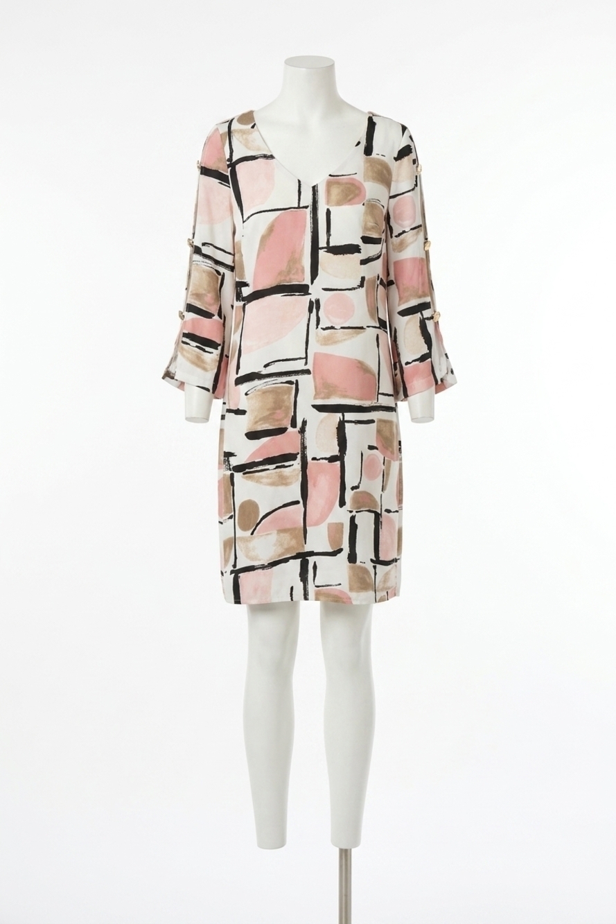 NEW JOSEPH RIBKOFF abstract slit sleeve shift dress